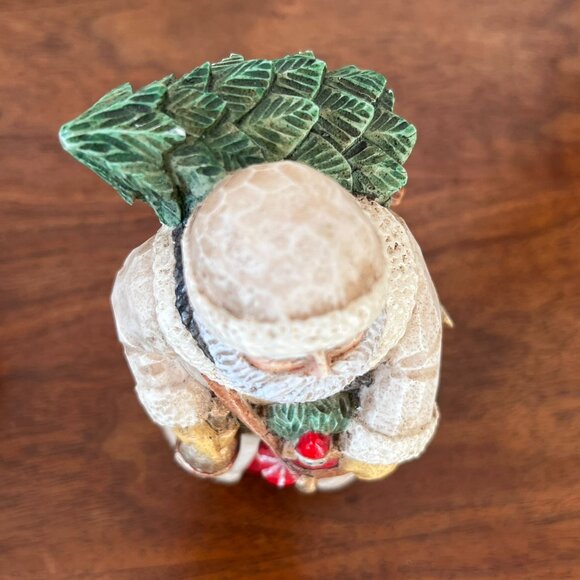 Midwest Woodland Santa Figurine St. Nick Cream Coat w/ Tree on Back Toys Resin - Picture 8 of 10